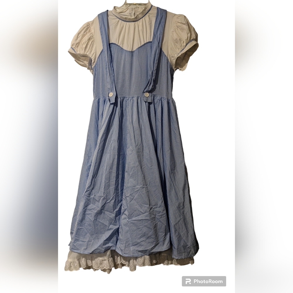 Women's Wizard of Oz Dorothy Halloween Costume Dress Blue White Size XL